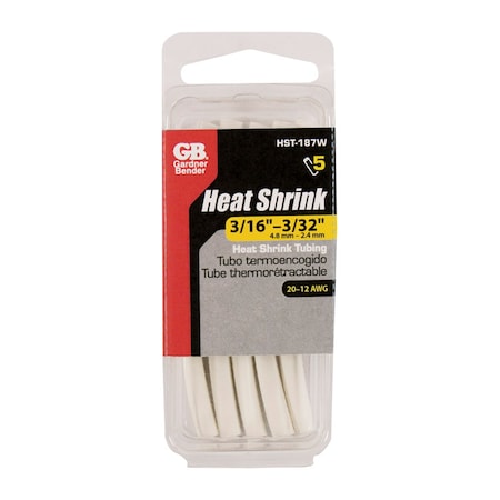 Gardner Bender Gardner Bender 3/16 in. D Heat Shrink Tubing White 5 pk HST-187W
